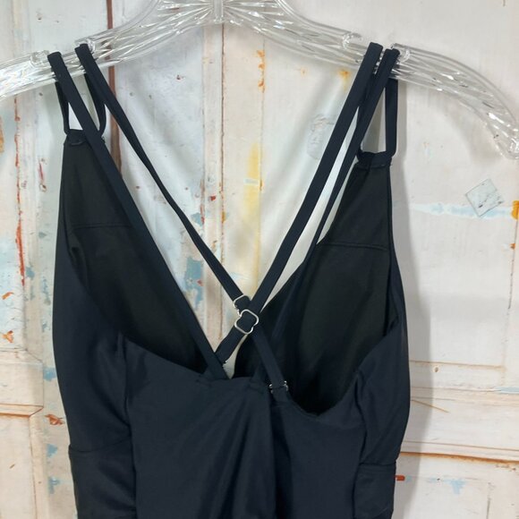 All Sure Women's size M Black Halter Ruched waist One piece swimsuit NWT - Picture 5 of 16